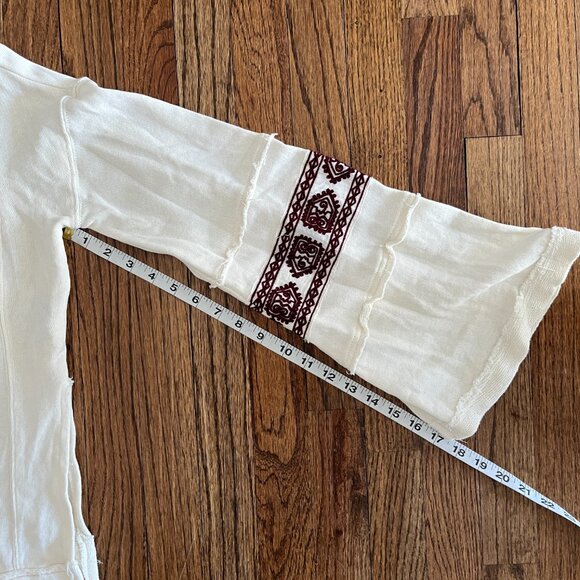 Free People Womens Santa Maria Boho Top Cream Embroidered Long Sleeve Small - Picture 9 of 11